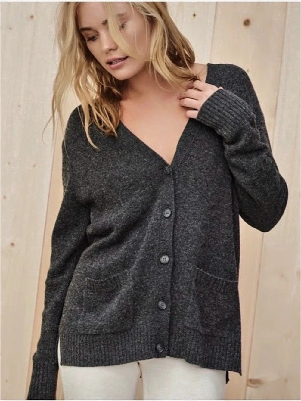 Jenni Kayne Gray Wool Cardigan Like New